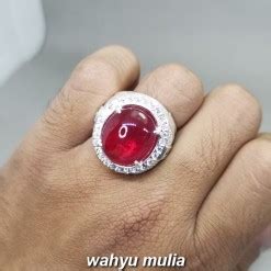 Batu Ruby Merah Delima Pigeon Blood Ring Perak Asli Kode 2121 Original