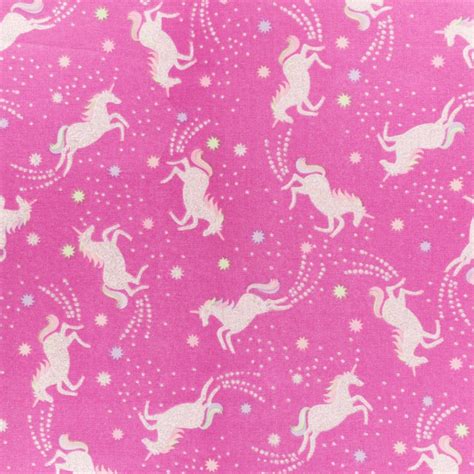 Timeless Treasures Cotton Fabric Pink Jumping Unicorn