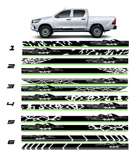 Sticker Adhesivo Franjas Laterales Puertas Toyota Hilux Cuotas Sin