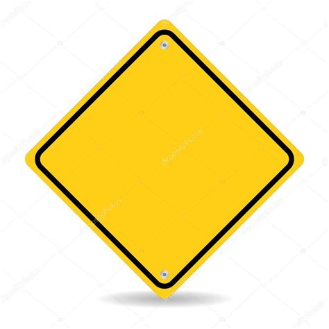 Blank Yellow Road Sign On White Background Stock Vector Binik1