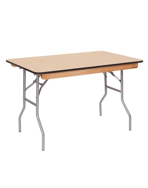 4 Foot Banquet Wood Folding Table Vinyl Edging For Sale