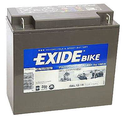 Motobaterie EXIDE BIKE Factory Sealed 16Ah 12V 100A GEL12 16