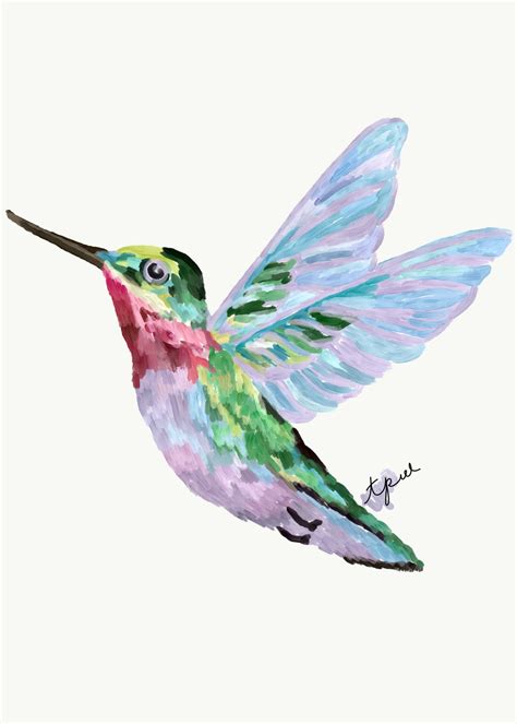 Hummingbird abstract acrylic painting 5x7 DIGITAL DOWNLOAD. | Etsy