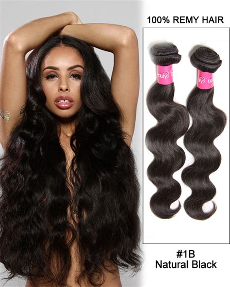 Natural Black Body Wave Brazilian Remy Hair Weave Weft Human Hair