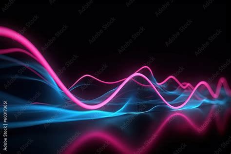 Abstract Futuristic Background With Pink Blue Glowing Neon Moving High