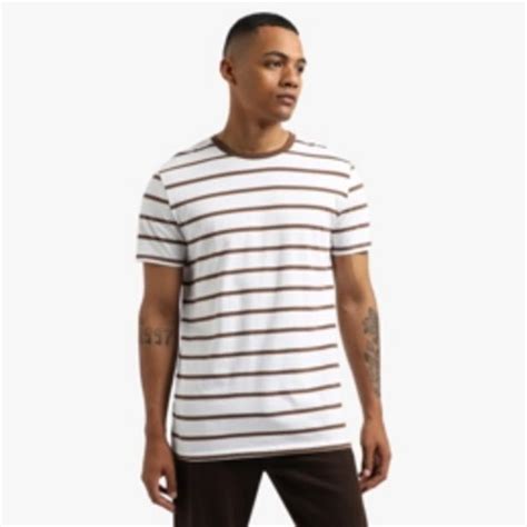 Mkm White Brown Horizontal Striped T Shirt Offer At Markham