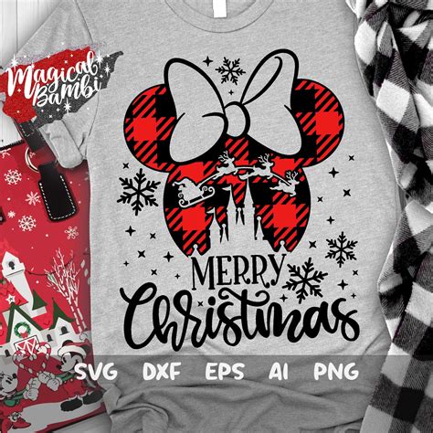 Disney Christmas Svg Minnie Plaid Head Svg Minnie Castle Etsy