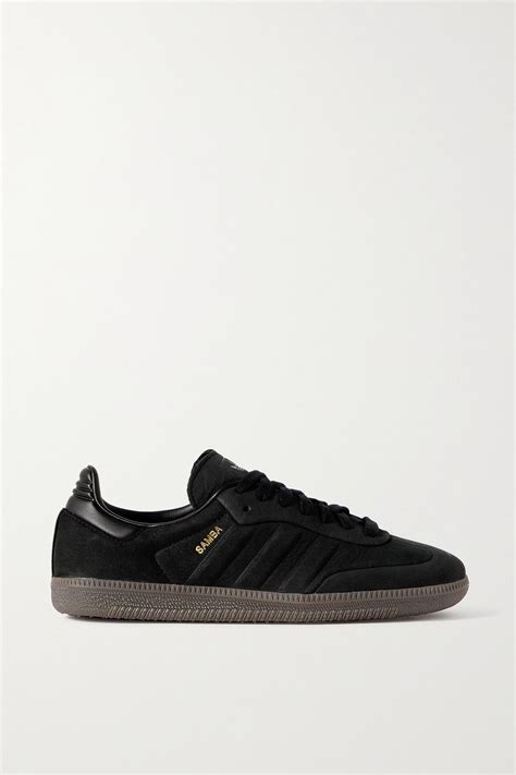 Adidas Originals Samba Og Leather Trimmed Nubuck Sneakers In Black