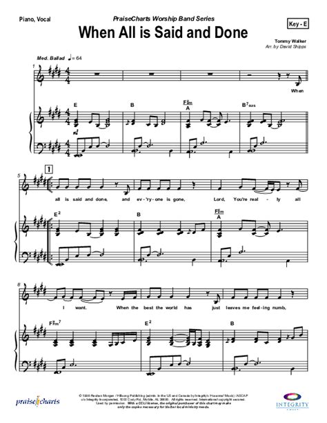 When All Is Said And Done Sheet Music Pdf Tommy Walker Praisecharts