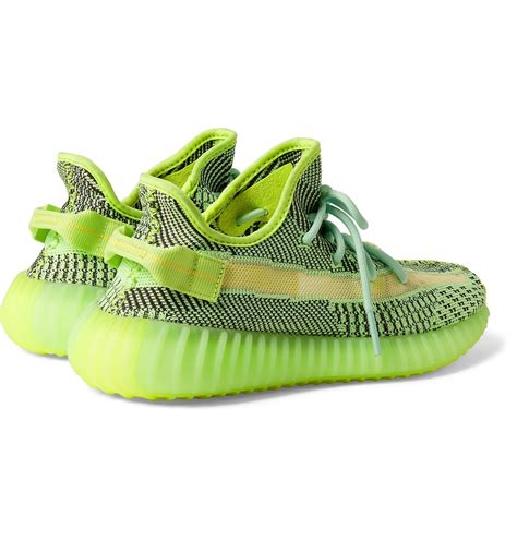 Adidas Originals Yeezy Boost 350 V2 Glow In The Dark Primeknit And Mesh Sneakers Green