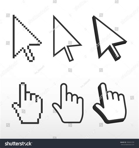 Pixel Mouse Cursors Arrow Pointer And Finger Royalty Free Stock