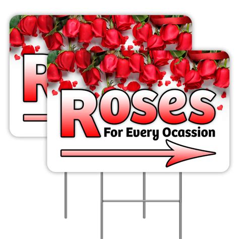 2 Pack Roses Yard Signs 16 X 24 Double Sided Print With Metal