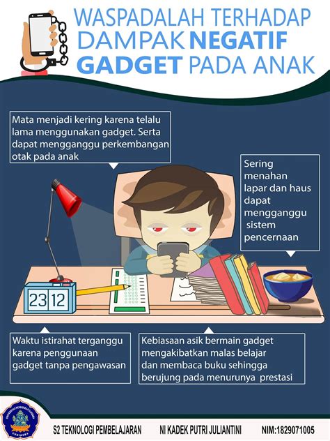 Pendidikan Dan Pembelajaran Poster Dampak Negatif Gadget Pada Anak