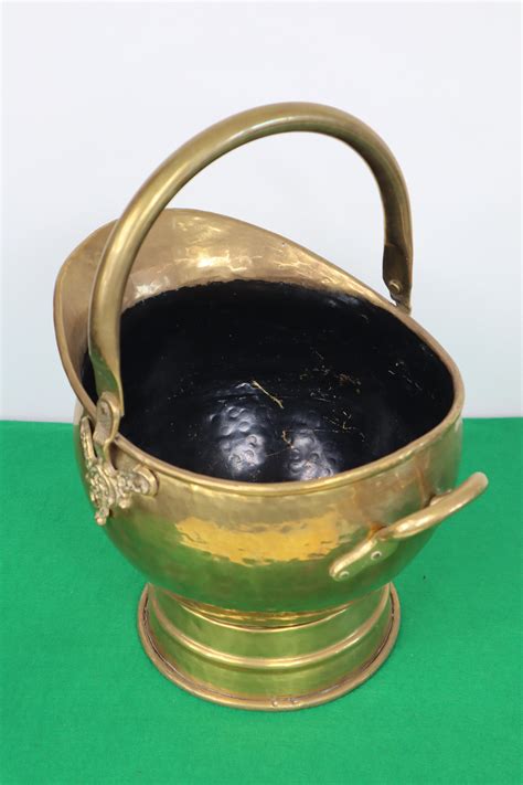 Large Vintage Brass Coal Scuttle Brass Coal Bucket With Etsy