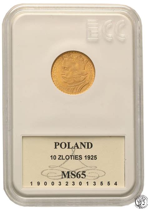 Polska II RP 10 złotych 1925 Chrobry GCN MS65 archiwum niemczyk pl