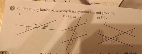 Oblicz miary kątów oznaczonych na rysunku literami greckimi Brainly pl