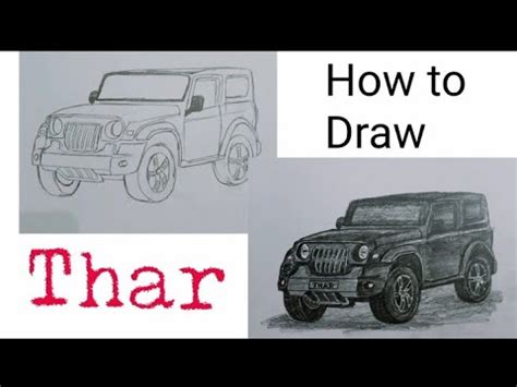 Mahindra Thar Drawing Easy Thar Car Video Manka Drawing Youtube