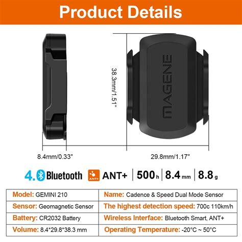 MOVER capteur de vitesse gemini 210 S3 Bluetooth ant pour vélo