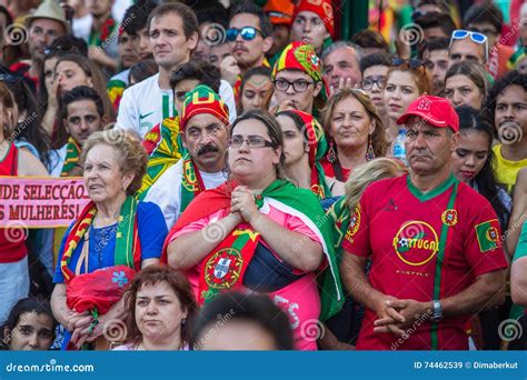 Portuguese Fans During Translation Of The Football Match Portugal