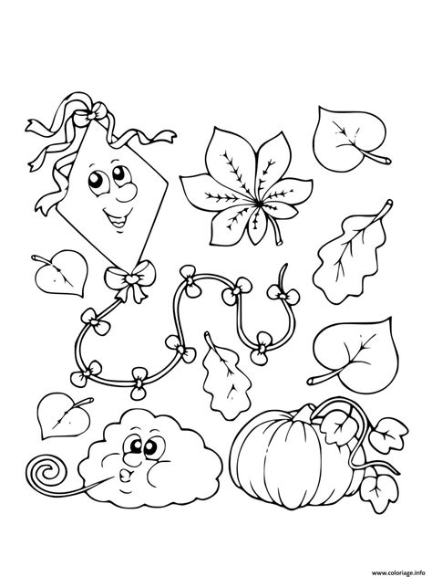 Coloriage Le Debut De Lautomne Vent Citrouille Et Feuilles Jecolorie