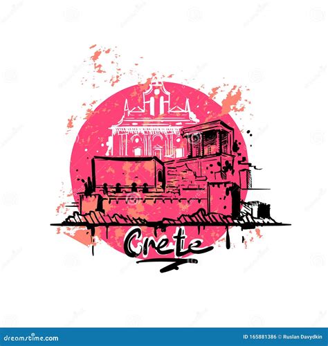 Crete Abstract Art Color Drawing. Crete Sketch Vector Illustration ...