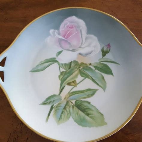 Bavaria Rose Plate Handles Handpainted Bavarian China Porcelain Cake