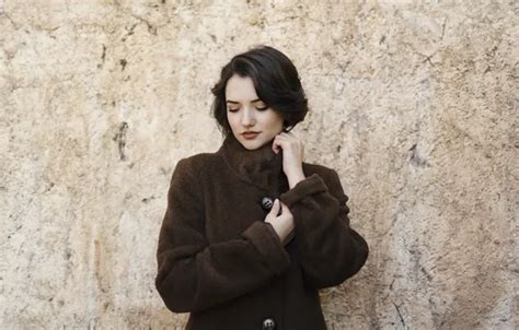 Wallpaper face background model brunette coat for mobile and desktop section девушки