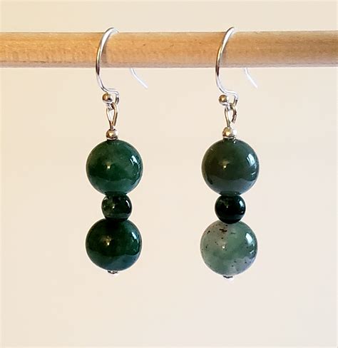 Moss Green Agate Beaded Gemstone Earrings With 925 Sterling Silver Filled Bali Hook Ear Wires