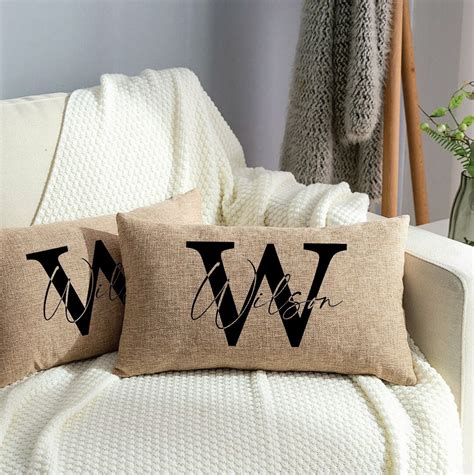 Custom Name Pillow Custom Burlap Pillow Outdoor Pillow Custom Pillow Personalize Burlap