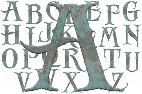 Old English Alphabet And Numbers Rustic Alphabet Rusty Abc 739400 Characters Design Bundles