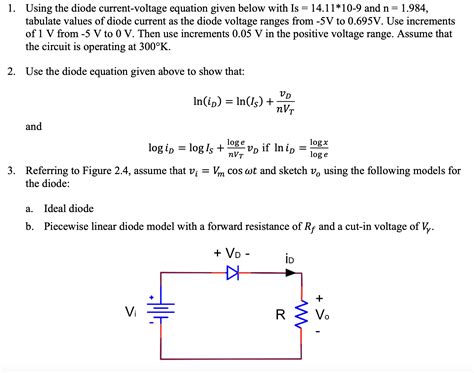 Using The Diode Current Voltage Equation Given Chegg