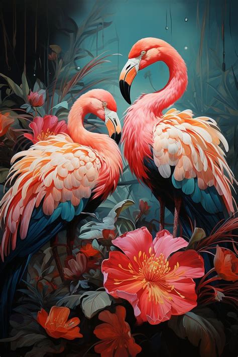 Tropical Flamingos Decoupage Majestic Beauty And Exotic Flora Digitally