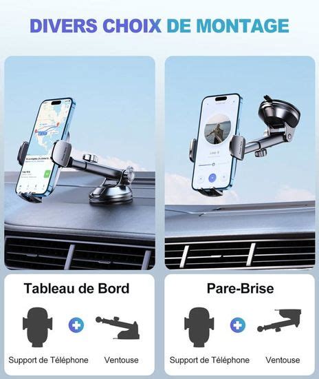 Support T L Phone Voiture Ventouse Universel R Glable Attache