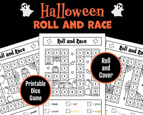 Halloween Dice Game Printable Roll And Cover Dice Games Etsy