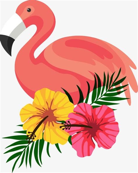 Hand Painted Flamingo With Beautiful Flower Png Images Fine Beautiful