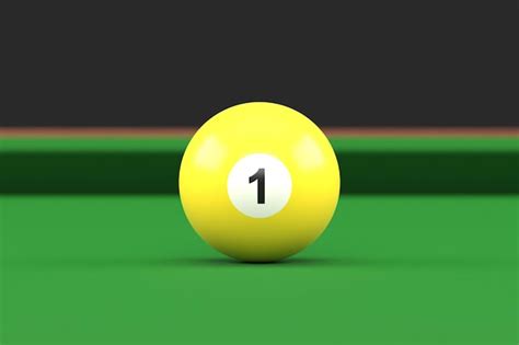 Premium Photo Billiard Ball Number One Yellow Color On Billiard Table Realistic Glossy Snooker