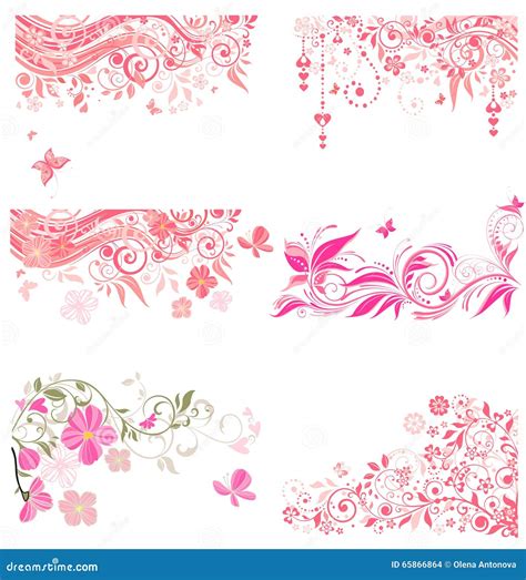 Decorative Pink Borders Stock Vector Illustration Of Collection 65866864