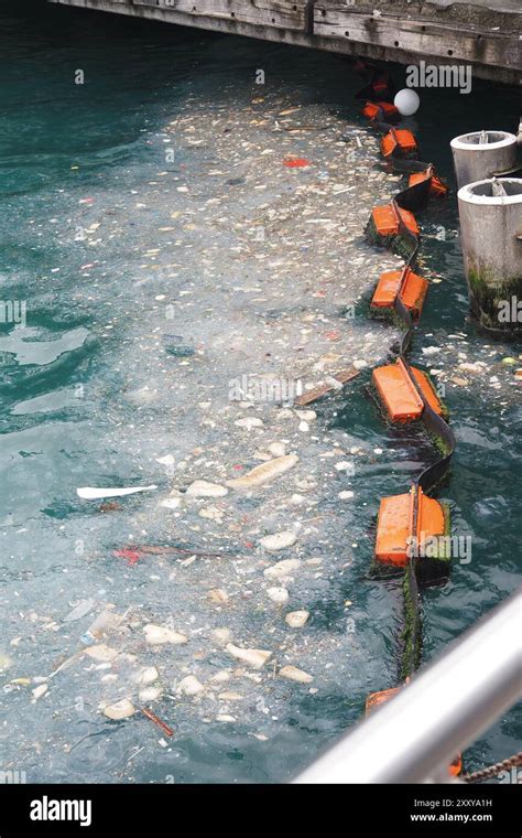 water pollution with garbage on water Stock Photo - Alamy