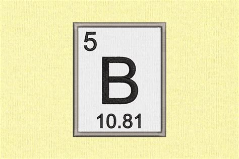 Periodic Table Element 5 B Boron Applique Embroidery