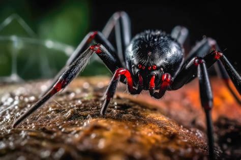 Premium AI Image | Black widow spider closeup with its distinctive ...