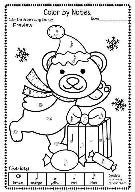 Christmas Music Coloring Pages Pack | Color by Notes Rests Symbols ...