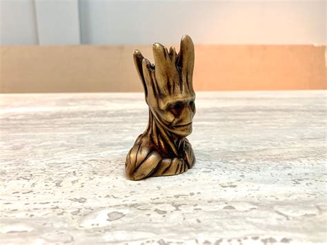 Groot Portrait Brass Sculpture Groot Apple Pencil Holder Etsy