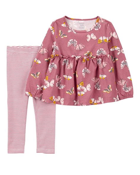 Riachuelo Conjunto longo infantil 2 peças manga longa borboletas rosa