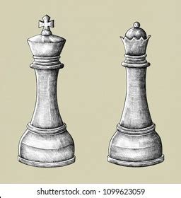 Hand Drawn Chess King Queen Illustration Stock Illustration 1114784783