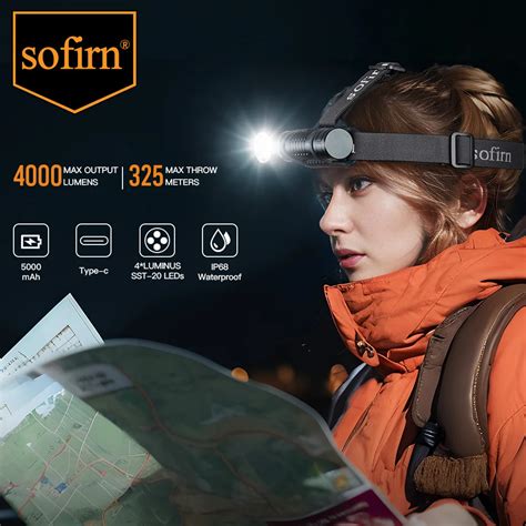 SOFIRN HS41 Headlamp 4000lm 21700 USB C Rechargeable With SST20 LED