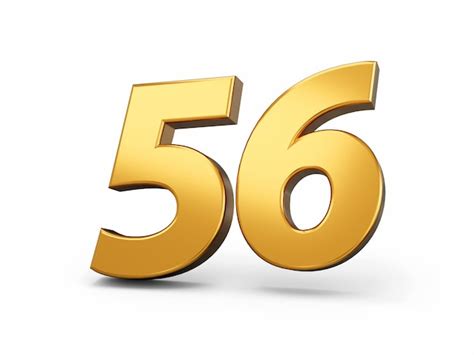 Premium Photo Gold Number 56 Fifty Six Isolated White Background