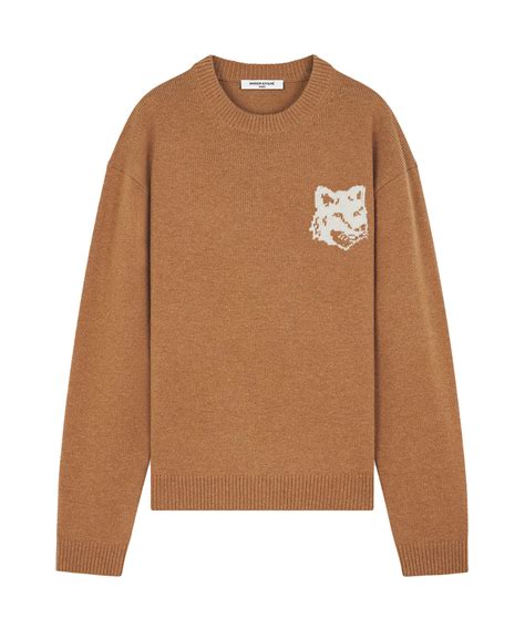 Maison KitsunÉ 紅杉色狐狸頭logo舒適圓領毛衣中性 男 Xl 誠品線上