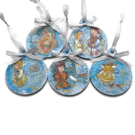 Set 5 Ukrainian Christmas Ornament Vertep Souvenir Folk T Ukraine