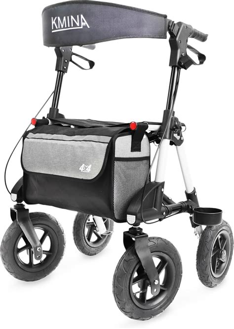 Kmina Pro All Terrain Rollator Walker Sturdy Frame Large Wheel