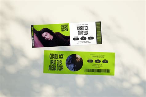 Charli Xcx Brat Tour Inspired Concert Ticket Printable Custom Event